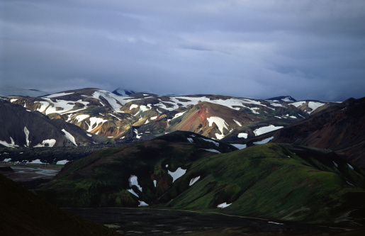 Landmannalaugar mountains, with snow