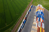 Cargo containers at freight terminal