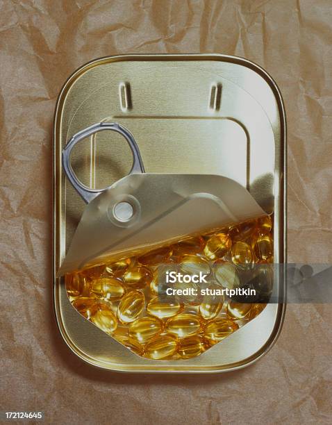 Fish Oil Capsules In A Tin Stock Photo - Download Image Now - Can, Capsule - Medicine, Collection