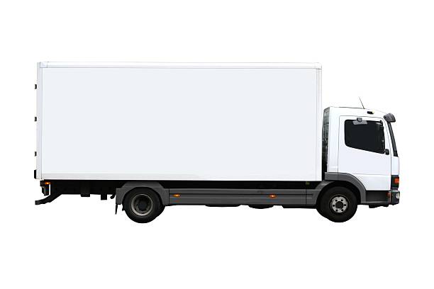 istock Side view of a plain white truck 172124825