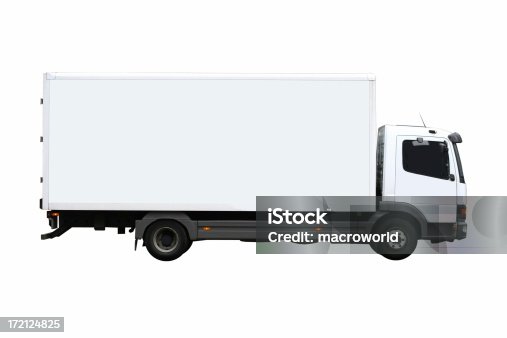 istock Side view of a plain white truck 172124825
