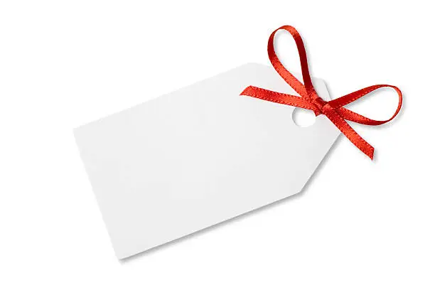 Photo of Blank Gift  or Price Tag on White with Clipping Path