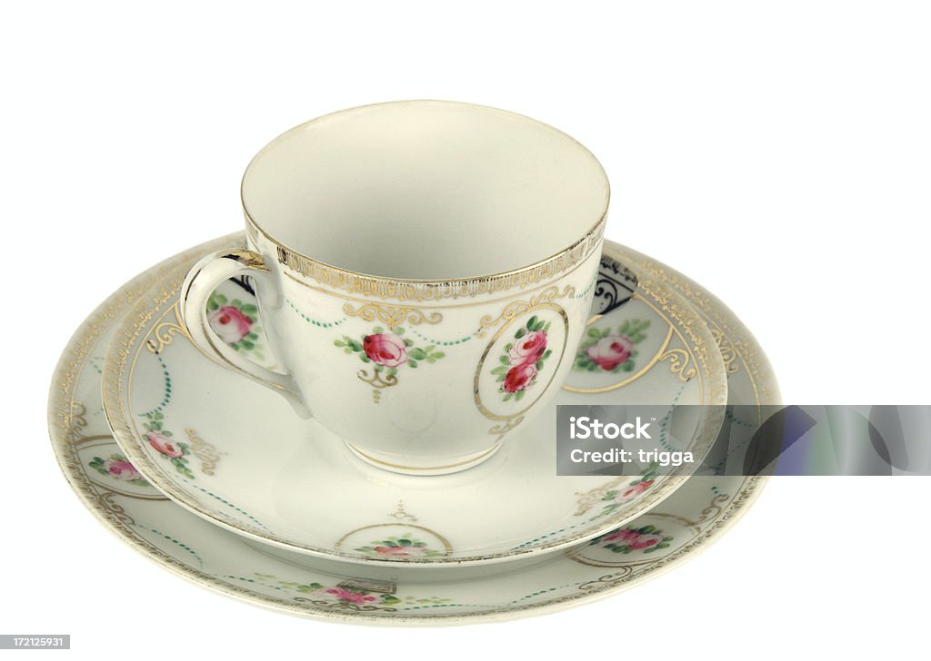 Juego de té de la media tarde de antigüedades - Foto de stock de Anticuado libre de derechos