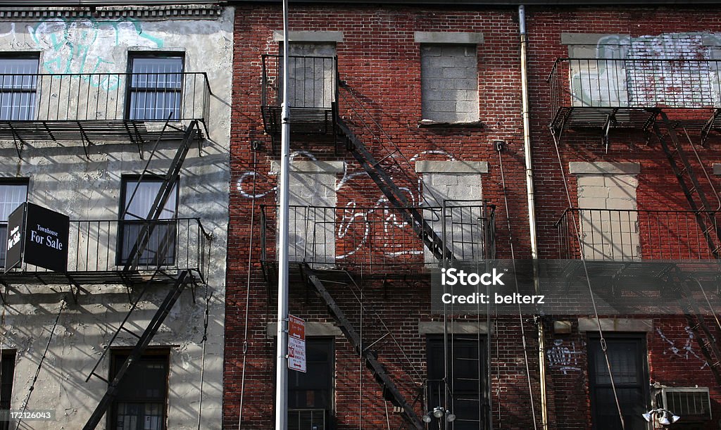 derelict apartments derelict apartments with a for sale sign . new york city New York City Stock Photo