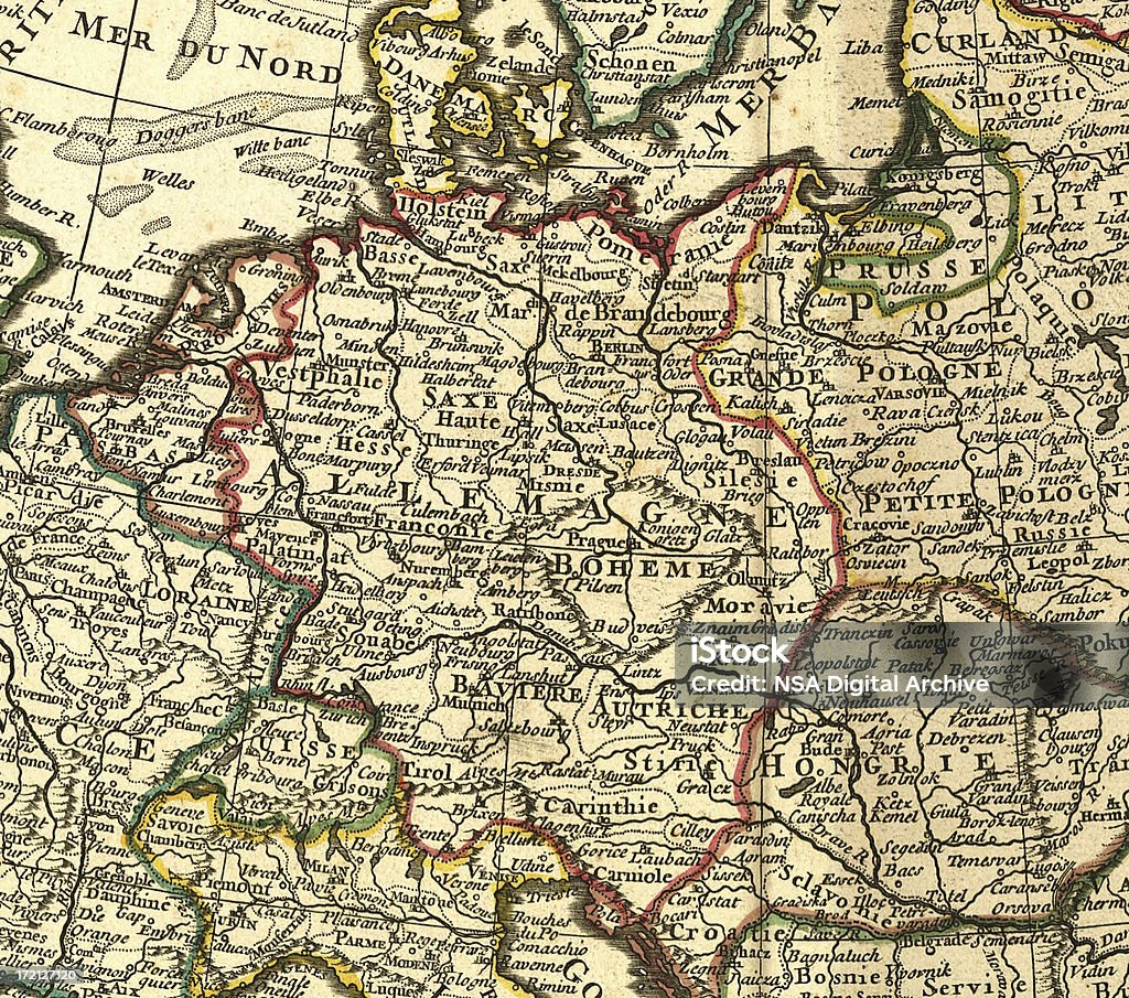 Alemania, viejo mapa primer plano - Ilustración de stock de Mapa libre de derechos