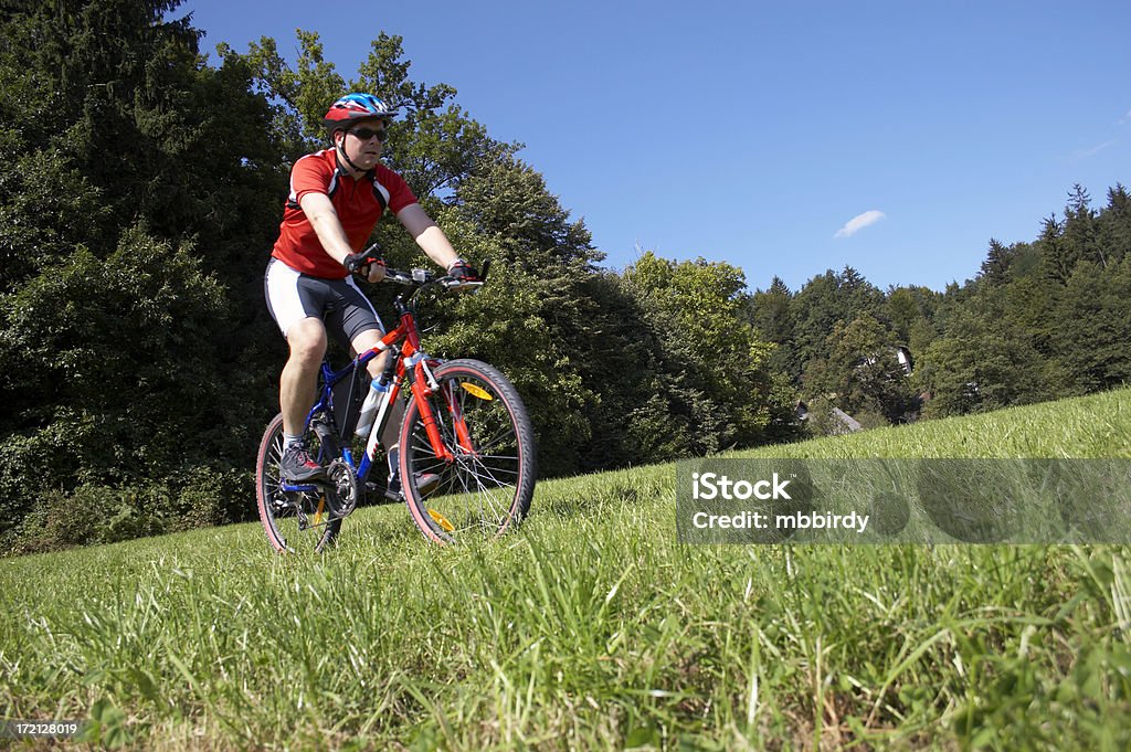 Mountainbiker em bicicleta de montanha na pitoresca sessão - Royalty-free Adulto Foto de stock