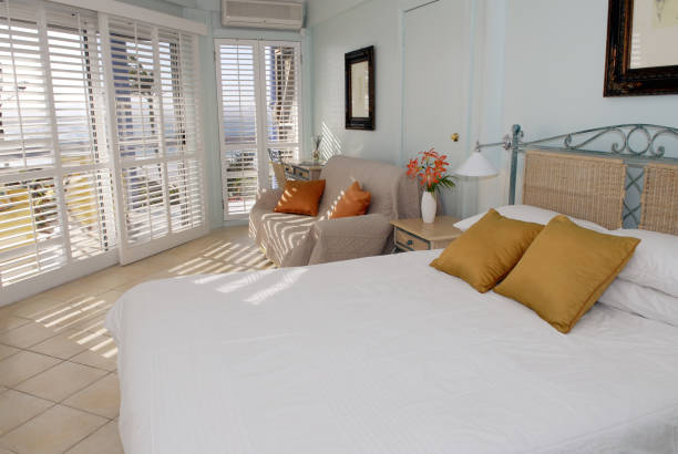 istock Light and airy bedroom of a weekend retreat 172128041