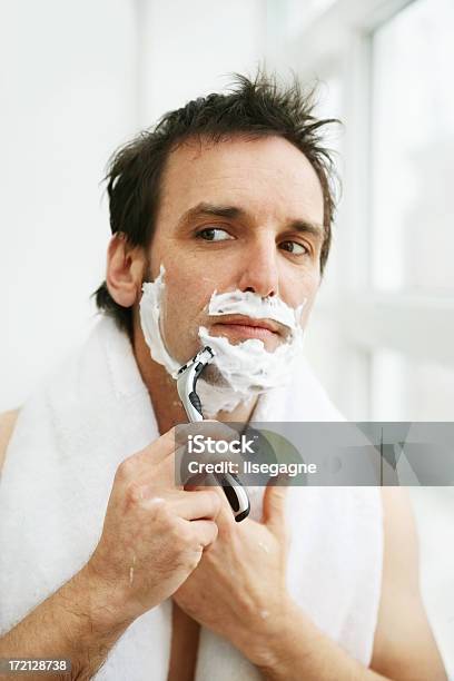 Man Shaving Stock Photo - Download Image Now - Adult, Adults Only, Bathroom