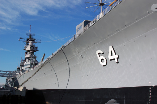 U.S. NAVY Battleship (USS Wisconsin) at port and on display.