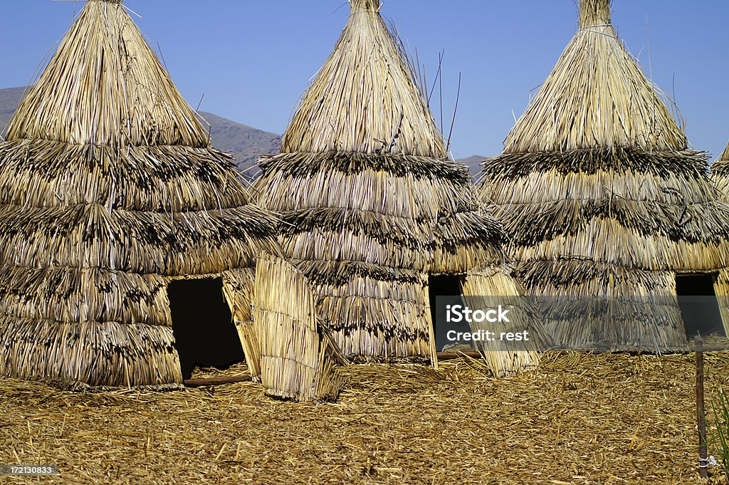 Indian Tents Uros Islands (Titicaca Lake), Peru Aymara Culture Stock Photo