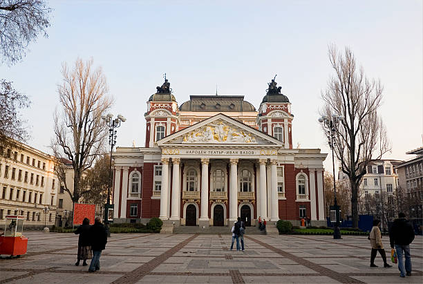 A view of the Ivan Vazov National Theater taken late afternoon in winter