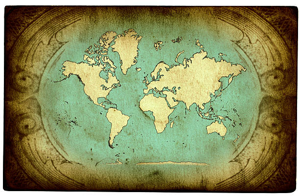 atlas - map world map globe old stock-fotos und bilder