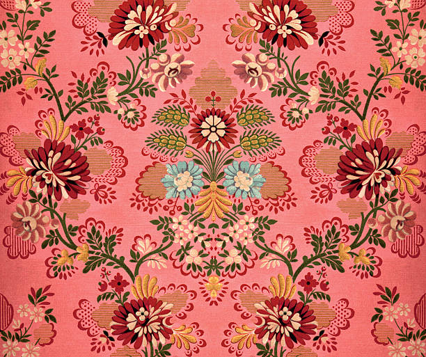 Pink Baroque Decoration Old baroque tapestry with many decorative elements scanned from the original vintage flowers stock illustrations