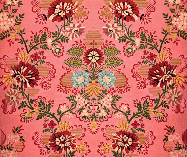 Pink Baroque Decoration Old baroque tapestry with many decorative elements scanned from the original wallpaper decor stock illustrations