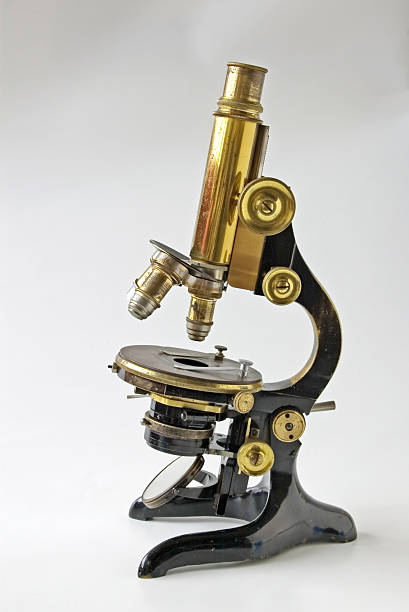 Instrument Concept: Classic Microscope This Picture is made in my Daylight Studio. microscope isolated stock pictures, royalty-free photos & images