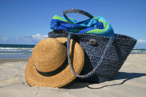 beach party hat and bag