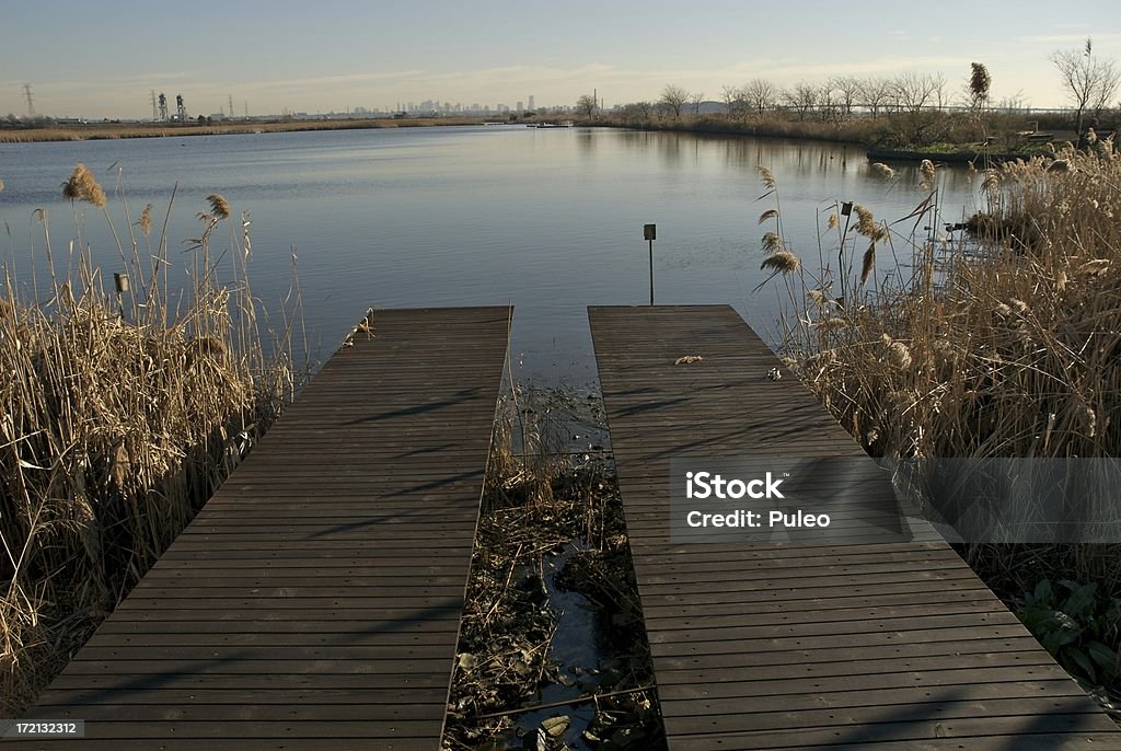 World Trade Center Memorial World Trade Center Memorial across the river from NYC. In the horizon you can see the skyline where the towers once stood. Hackensack Meadowlands Stock Photo