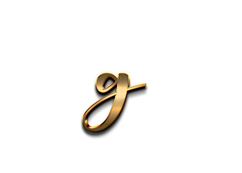 Golden letter C - three dimensional letter C on white background - 3d render
