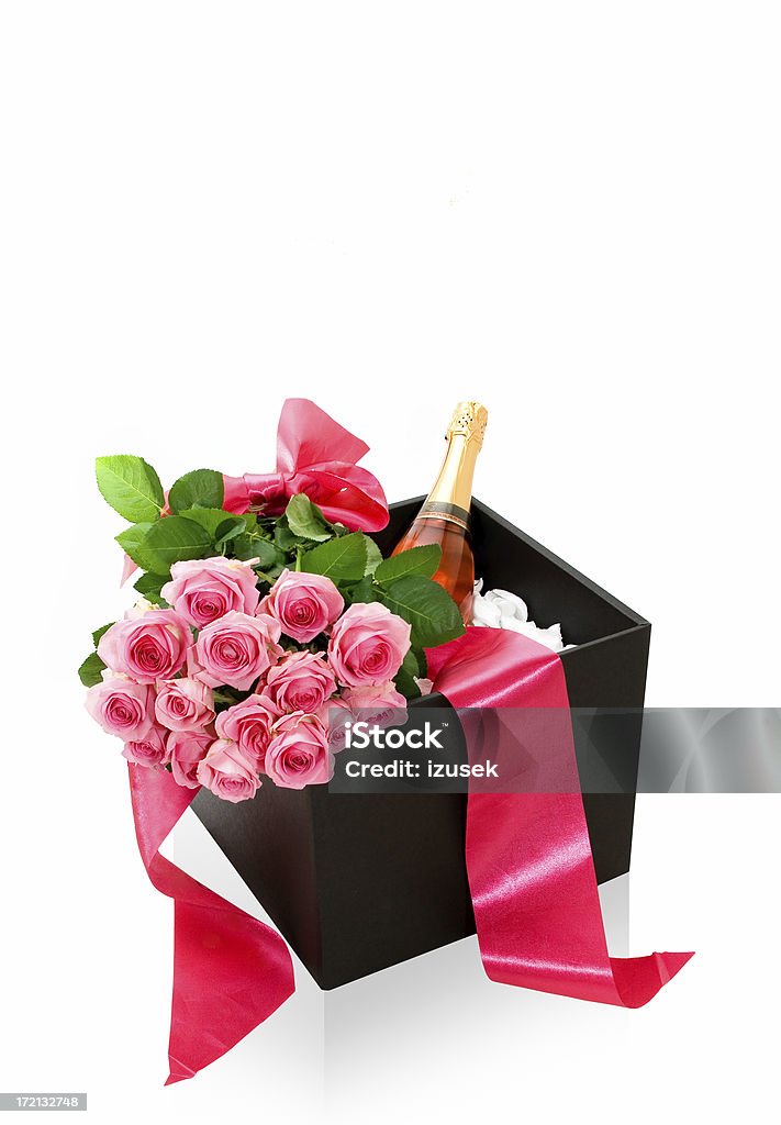 Champagne Gift Box with Boquete of Roses http://www.izahabur.com/istock/xmas.jpg Champagne Stock Photo
