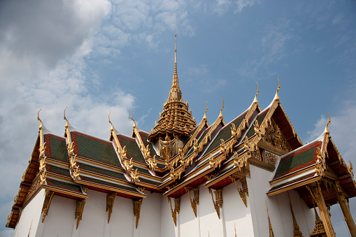 Bangkok, Thailand - April 5, 2011: Phra Thinang Chakri Maha Prasat, (Grand Palace Hall) a building with a blend of Thai traditional architecture and a combination of 19th-century European styles.