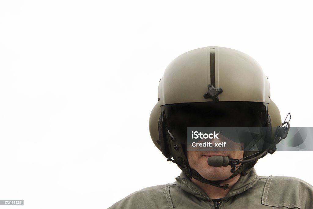 Chopper Pilot A helicopter pilot fully dressed. Helicopter Pilot Stock Photo