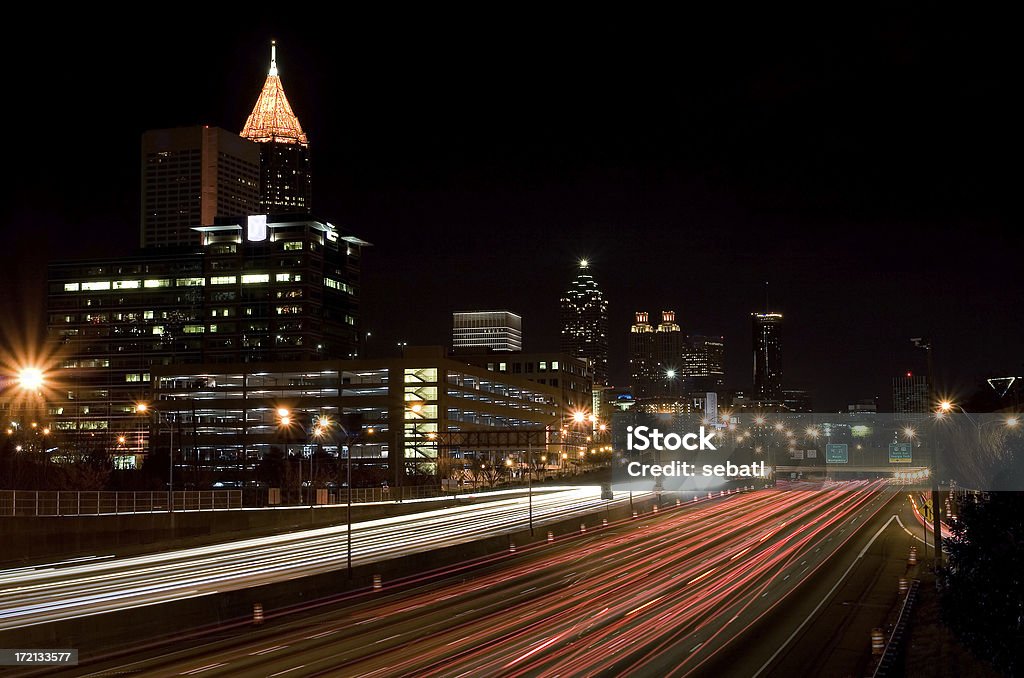 Atlanta at night Long exposure shot of the Atlanta skyline at night with the downtown connector (I75/I85) in the foreground. Atlanta - Georgia Stock Photo