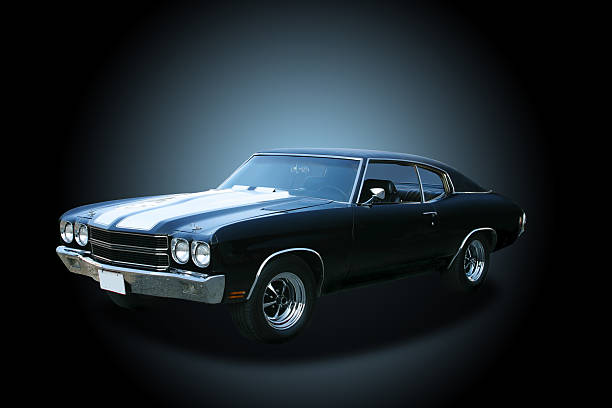 istock Blue 1970 Chevrolet Chevelle SS 454 against dark blue back 172133855