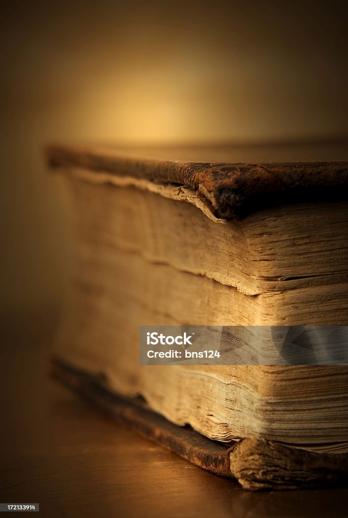 Book of Knowledge Close up of corner of book  Antique Stock Photo