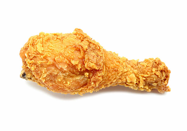 fried chicken leg stock photo