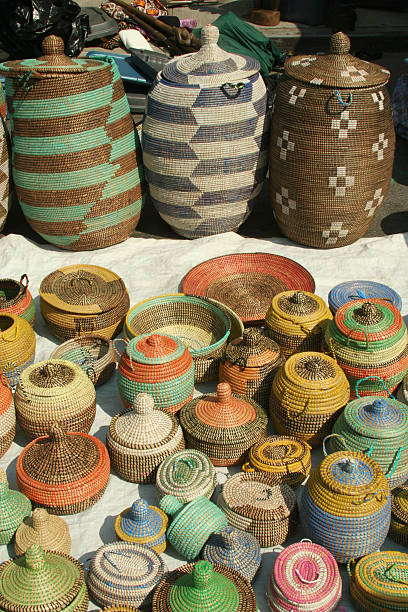 istock Colorful handmade African Sea Grass Baskets 172134242
