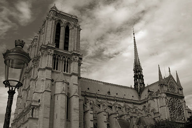 notre dame kathedrale in paris, france.toned. - quasimodo stock-fotos und bilder