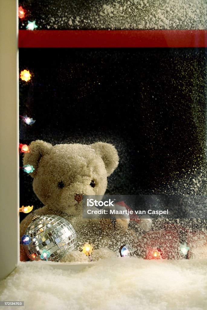 Weihnachten-Fenster & Teddy - Lizenzfrei Geschäft Stock-Foto