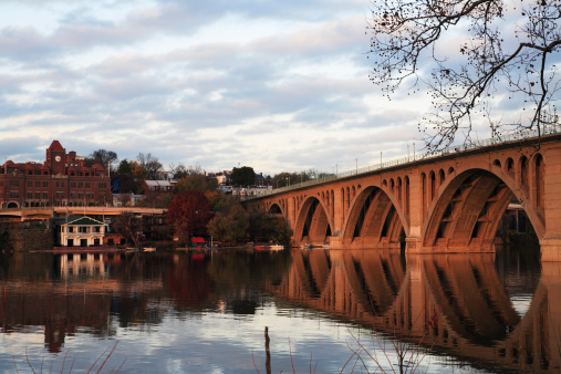 A picture of Key Bridge that links Virginia with the District of Columbia.
