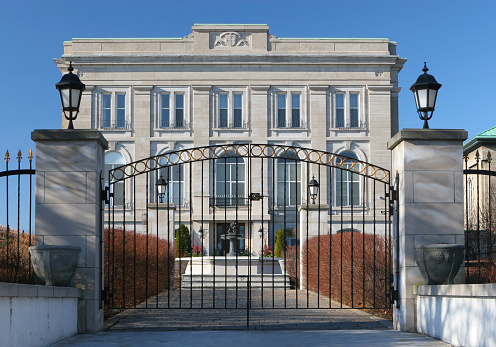 Nantes, beautiful city in France, ancient crooked facades quai Turenne in the historic center