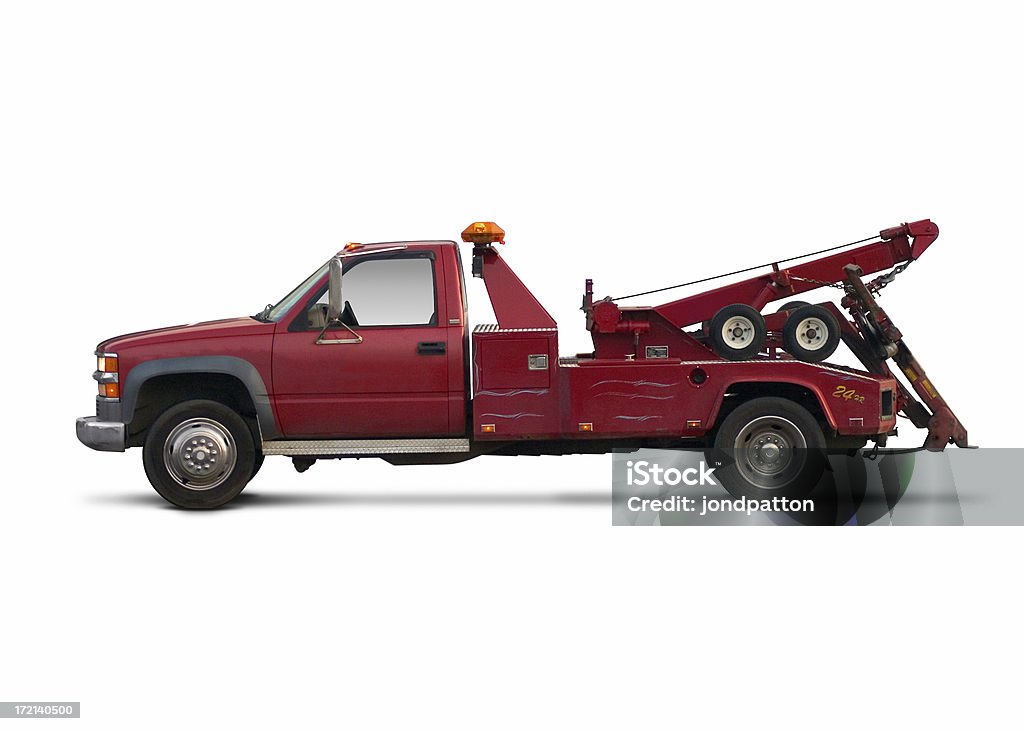 Red tow truck Red tow truck with complete work path. Tow Truck Stock Photo