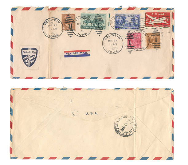 미국 봉투 - postage stamp postmark ephemera correspondence 뉴스 사진 이미지