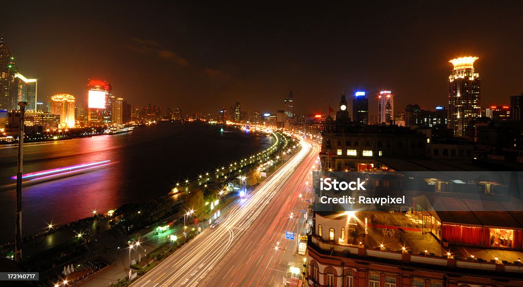 Shanghai por la noche - Foto de stock de Aire libre libre de derechos