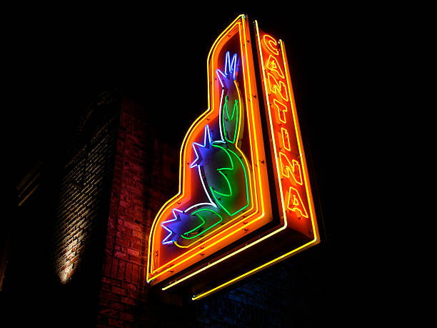 istock Cantina Sign Outdoors Night Low Angle Pineapples 172140955
