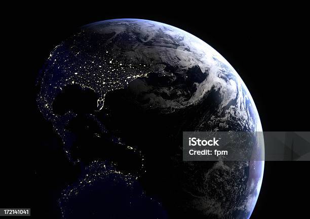 Photo libre de droit de Americas Signalisation De Nuit banque d'images et plus d'images libres de droit de Image satellite - Image satellite, Globe terrestre, Planète Terre
