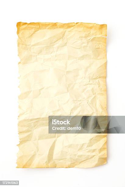 Crumpled Old Paper Stock Photo - Download Image Now - Blank, Brown, Burning