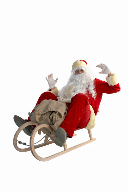 istock Santa Claus went sleigh-riding, isolated on white background 172141355