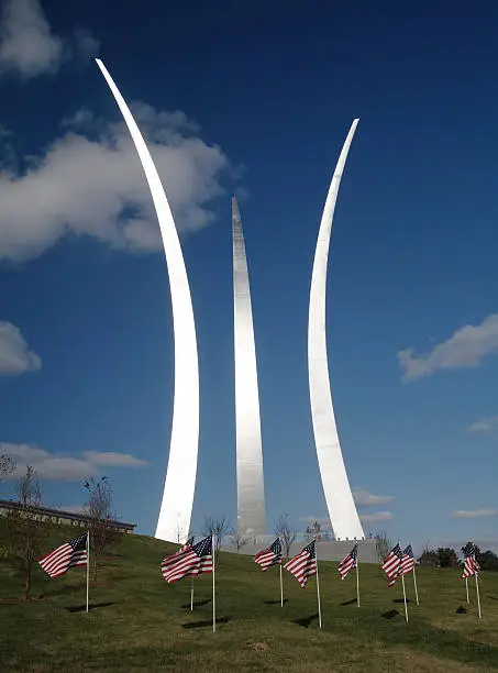 The newly constructed US Air Force memorial just outside of Washington DC