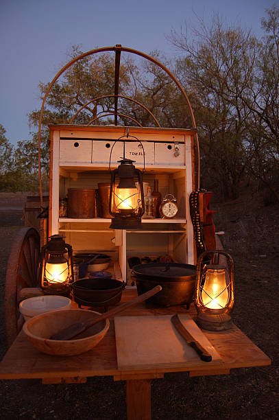 Chuck Wagon Chuck wagon at dusk. chuck wagon stock pictures, royalty-free photos & images
