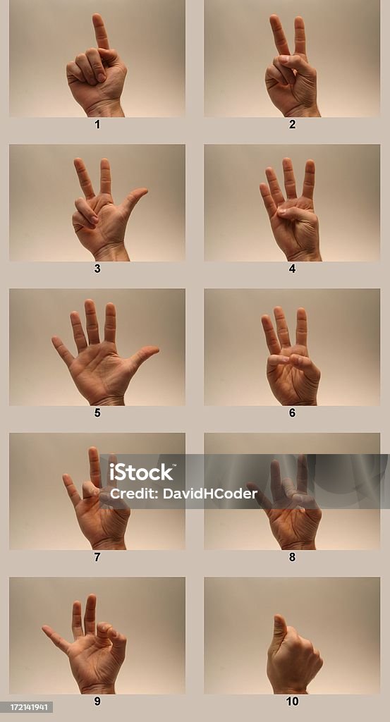 Język migowy numery - Zbiór zdjęć royalty-free (Amerykański język migowy)