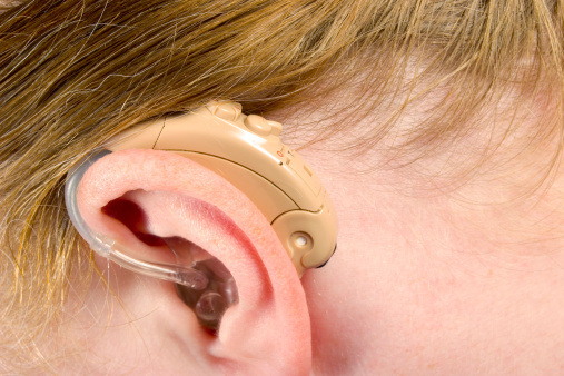 a hearing aid inside a human ear