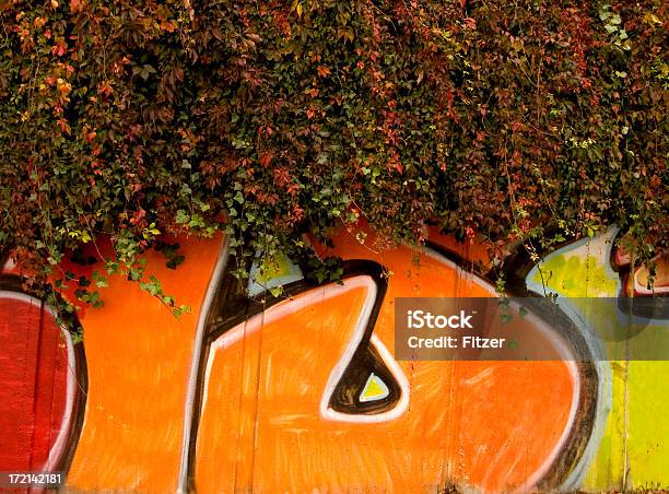 Graffiti And Ivy Stock Photo - Download Image Now - Graffiti, Autumn, Bizarre