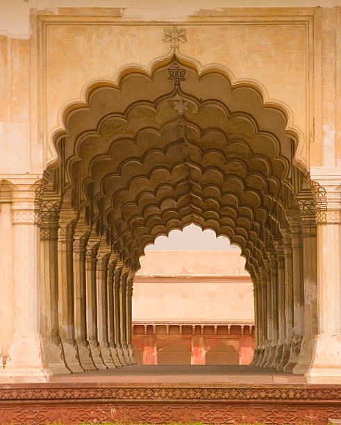 Agra India: Ornate Carved Marble Archway at Fort.More photos of northern India (Rajasthan and Uttar Pradesh including the Taj Mahal) are in