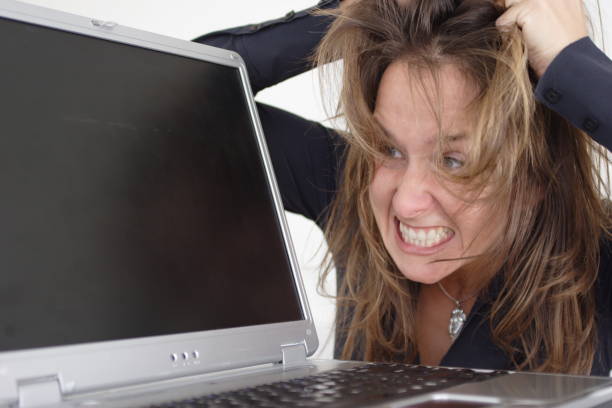 Computer frustration stock photo