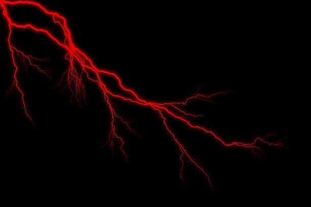 Double Red Lightening Strike - Storm stock photo