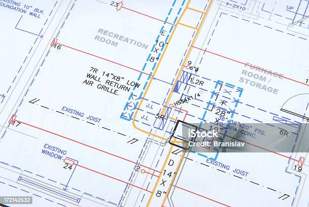 Hvac Design With Position Of Windows And Grill Clearly Shown Stock Photo - Download Image Now